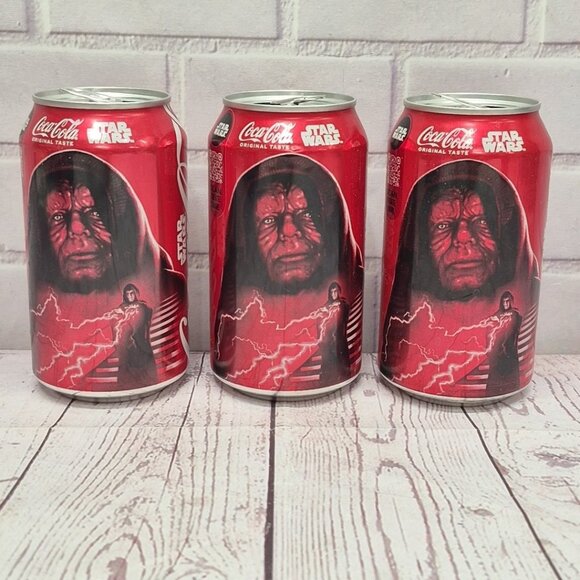 Other - Lot Of 3- Coke Emperor Palpatine OPENED STAR WARS Limited Edition Empty Cans